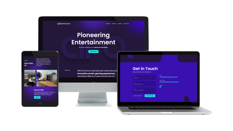 ARB Interactive website on desktop, laptop, and tablet
