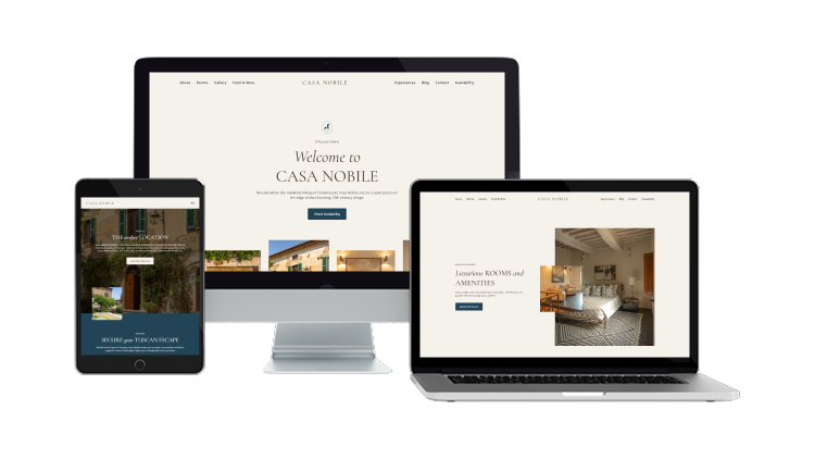 Casa Nobile website on desktop, laptop, and tablet