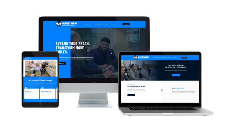 Dentist Nerds website on desktop, laptop, and tablet