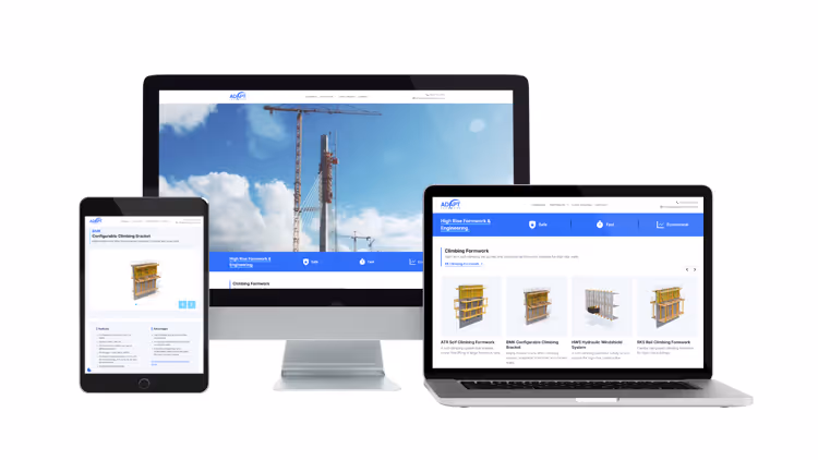 Adapt Formwork website on desktop, laptop, and tablet