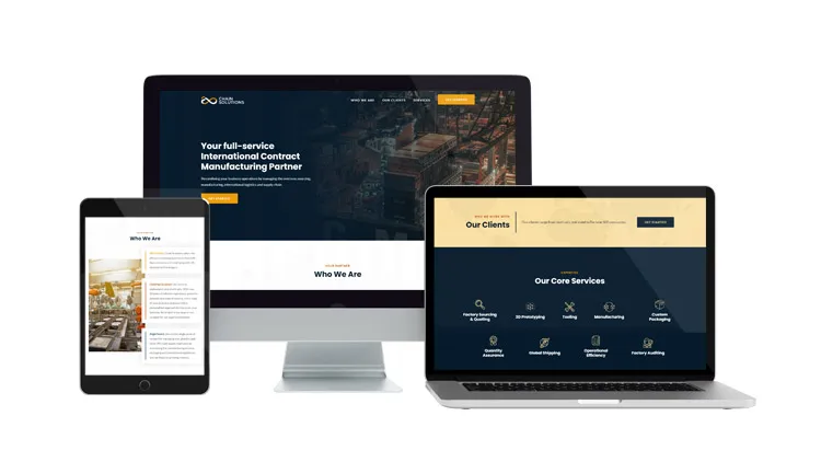 Chain Solutions website on desktop, laptop, and tablet