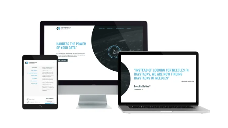 Compendium Tech website on desktop, laptop, and tablet