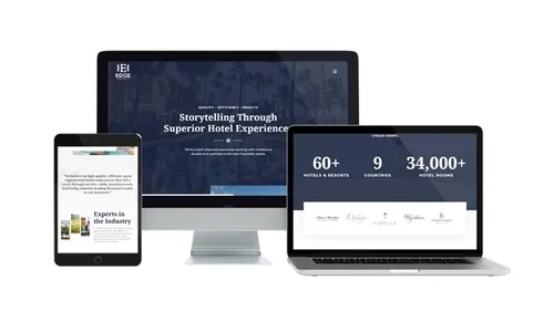 Edge Hospitality website on desktop, laptop, and tablet