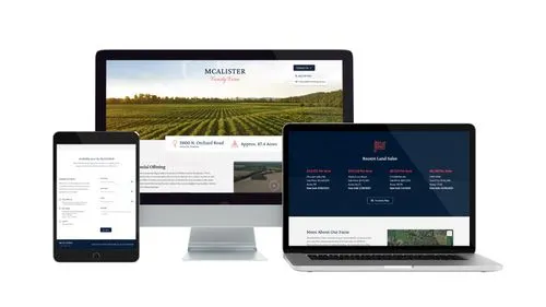 McAlister Family Farm website on desktop, laptop, and tablet