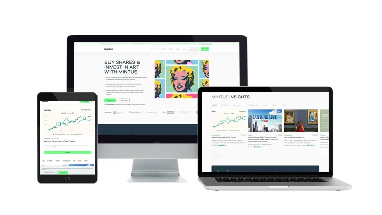 Mintus website on desktop, laptop, and tablet