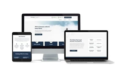 Wayfinder Law website on desktop, laptop, and tablet