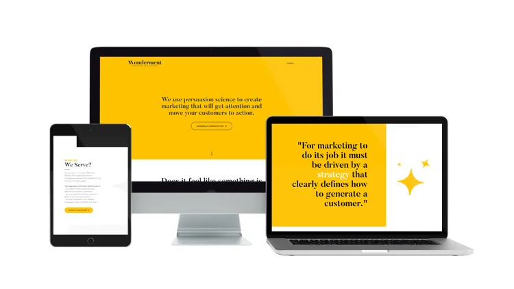Wonderment website on desktop, laptop, and tablet