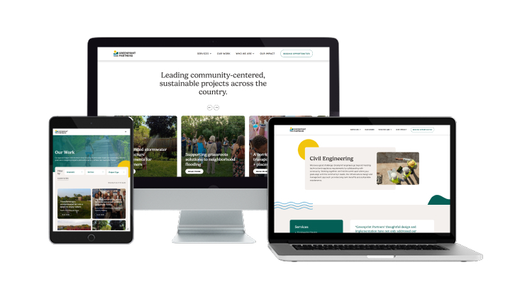 Greenprint Partners website on desktop, laptop, and tablet