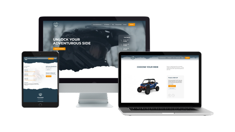 Northeast Snowmobile website on desktop, laptop, and tablet